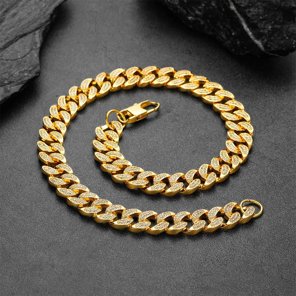 14MM Iced 18K Gold Cuban Link Chain Necklace for Men sold by FaithHeart product image thumbnail 2