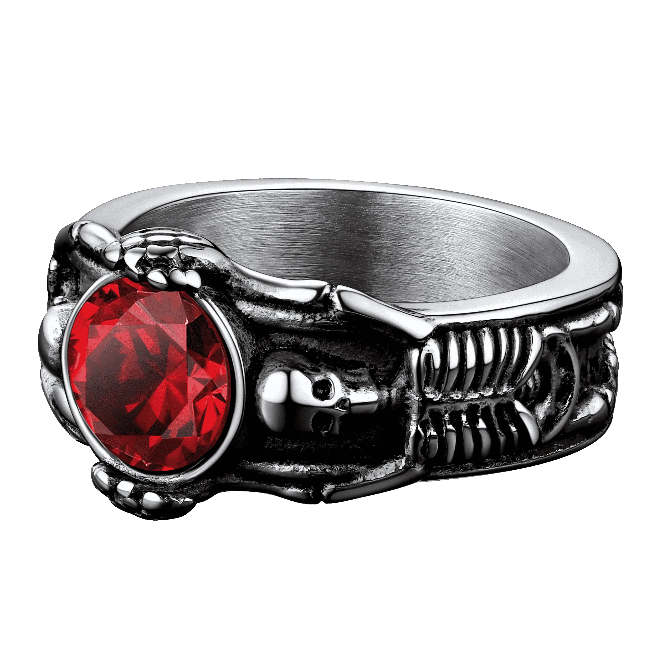 Gothic Gemstone Skull Ring Birthstone Signet Ring For Men sold by FaithHeart