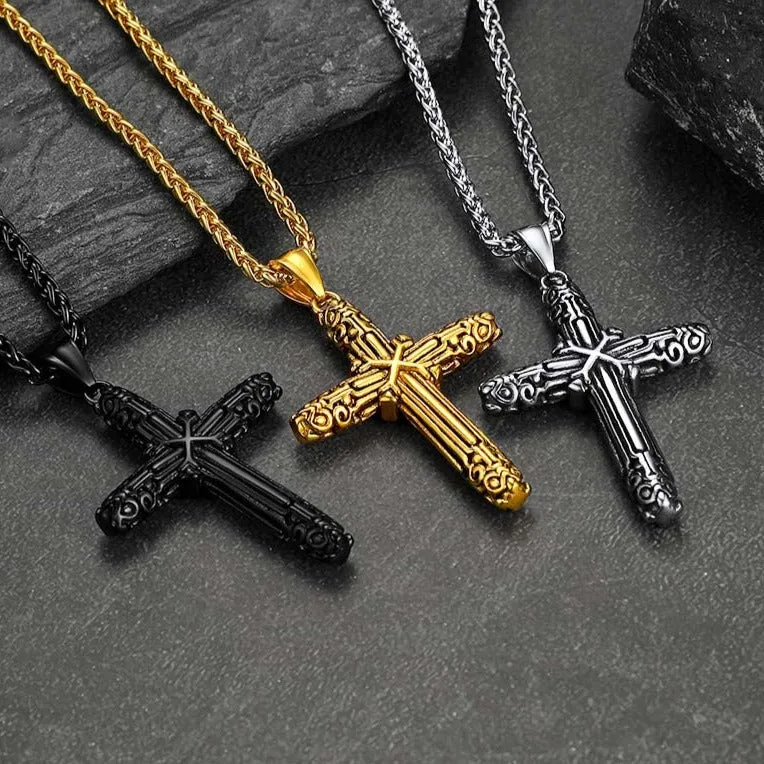 Christian Monkey King Stick Cross Necklace for Men sold by FaithHeart product image thumbnail 4