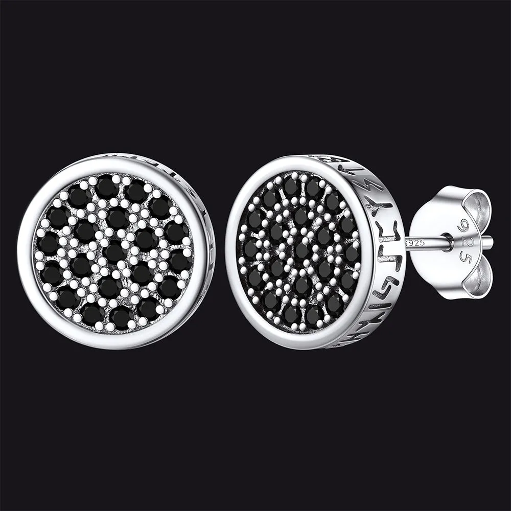 10mm Round Black Diamond Stud Earrings with Runes sold by FaithHeart