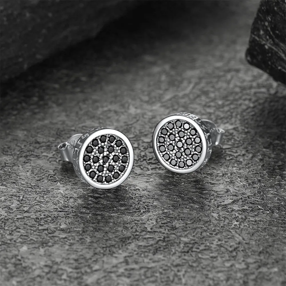 10mm Round Black Diamond Stud Earrings with Runes sold by FaithHeart product image thumbnail 4