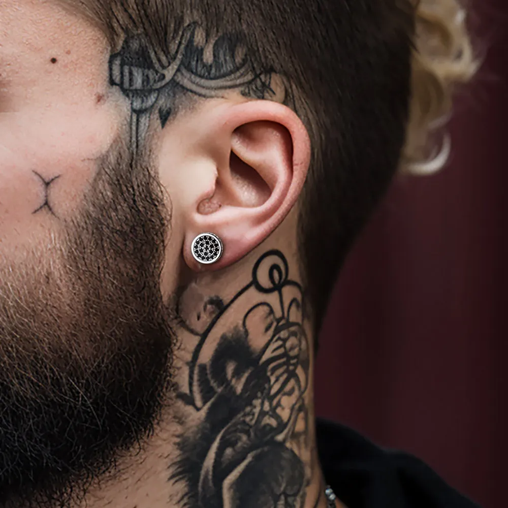 10mm Round Black Diamond Stud Earrings with Runes sold by FaithHeart product image thumbnail 2