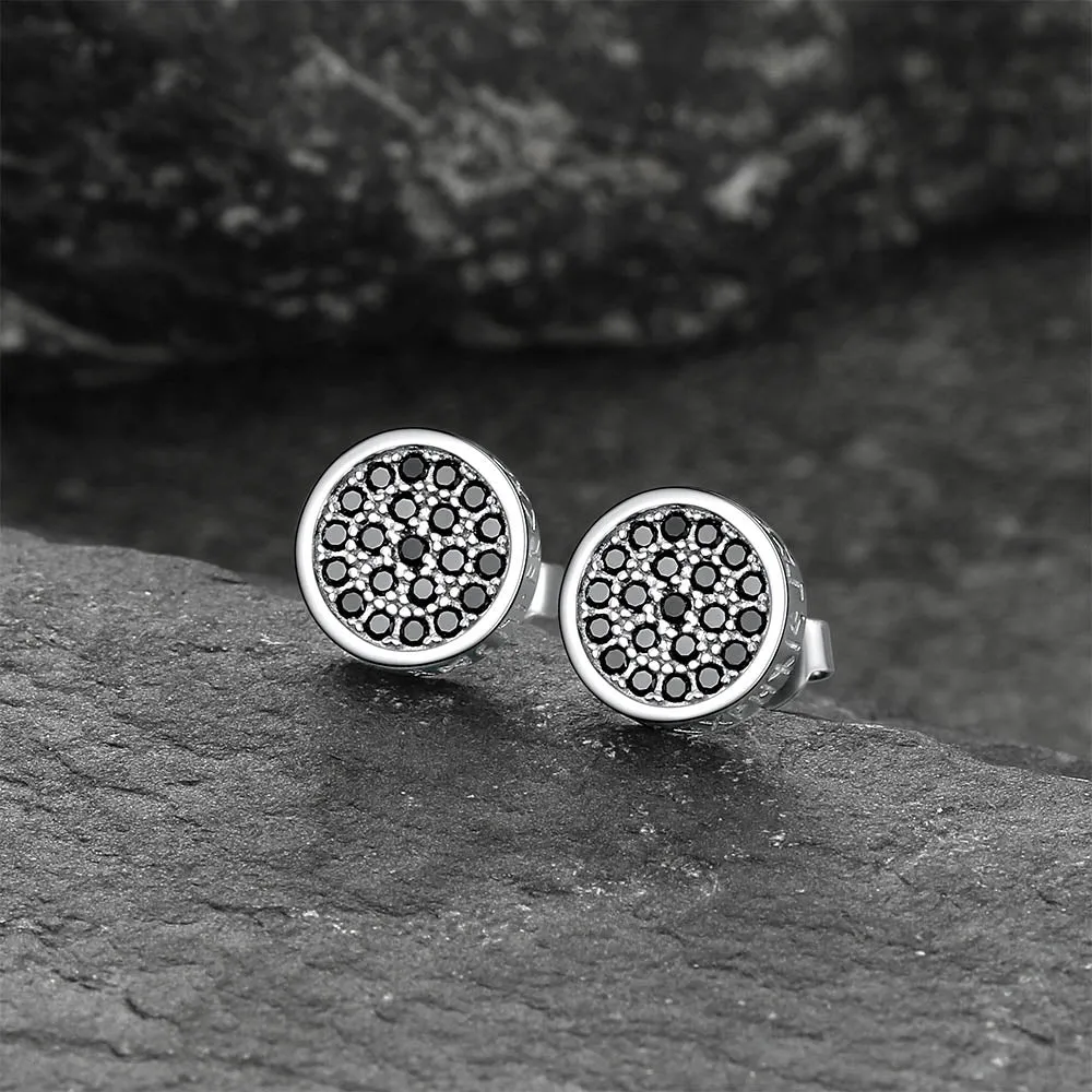10mm Round Black Diamond Stud Earrings with Runes sold by FaithHeart product image thumbnail 5