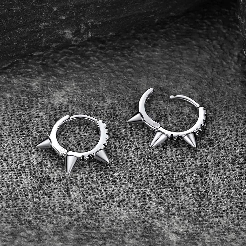 Flash Sale Sterling Silver Spike Hoop Earrings with Black Onyx sold by FaithHeart product image thumbnail 3