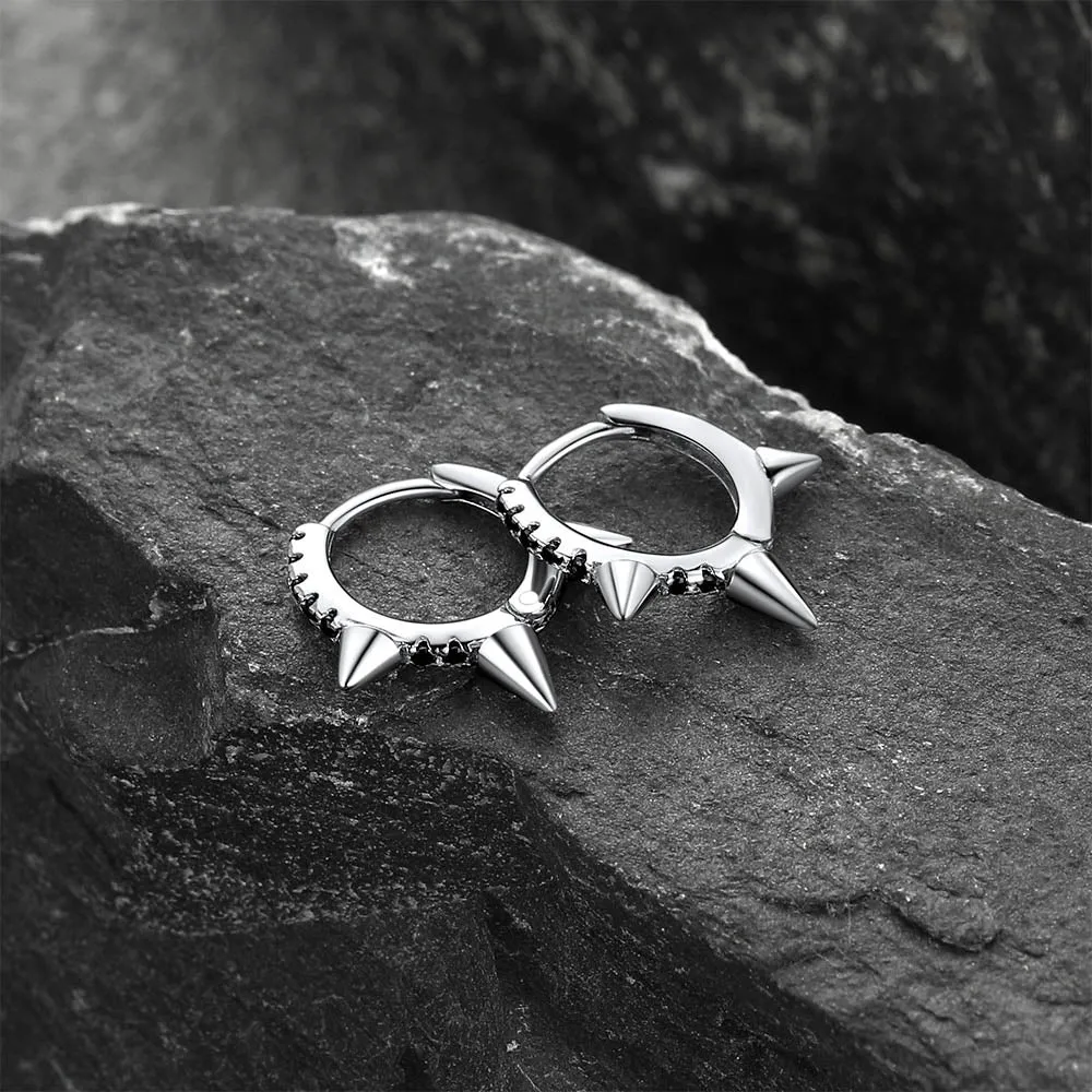 Flash Sale Sterling Silver Spike Hoop Earrings with Black Onyx sold by FaithHeart product image thumbnail 5