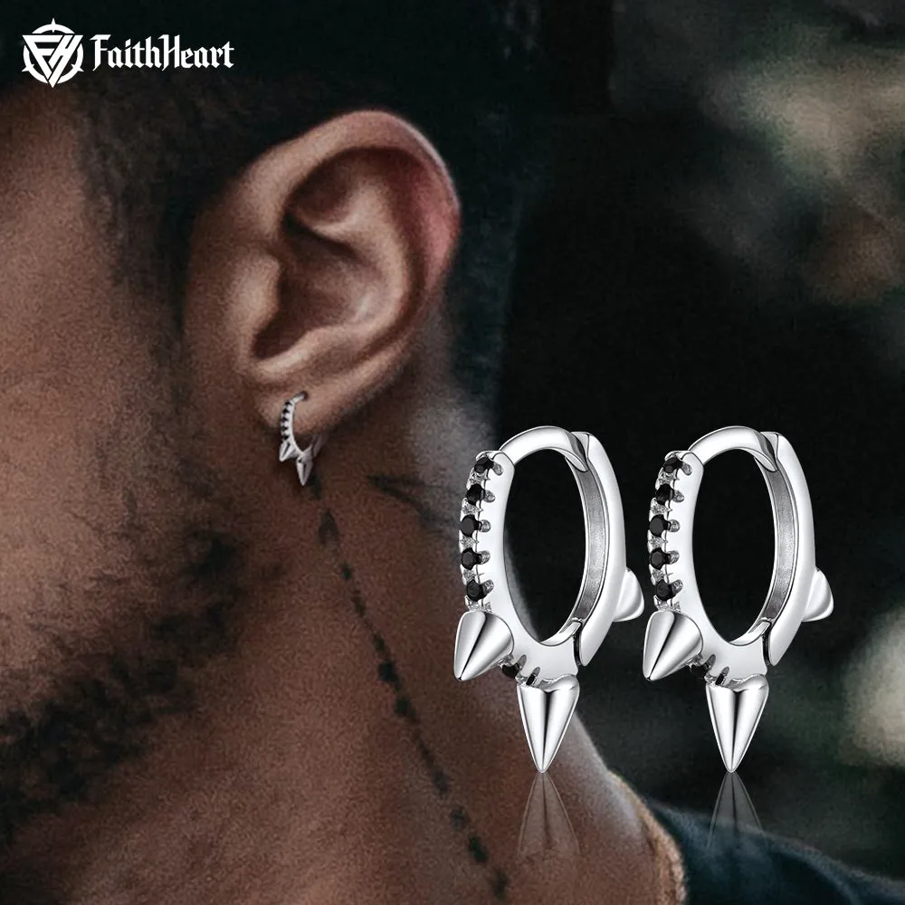 Flash Sale Sterling Silver Spike Hoop Earrings with Black Onyx sold by FaithHeart product image thumbnail 2