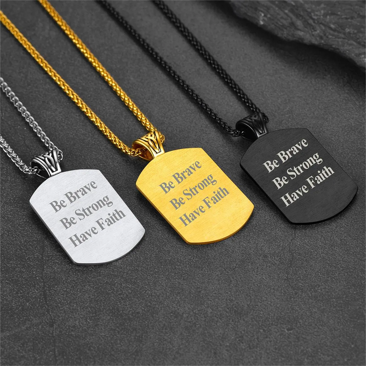 Personalized Picture Dog Tag Necklace with Viking Runes for Men sold by FaithHeart product image thumbnail 4