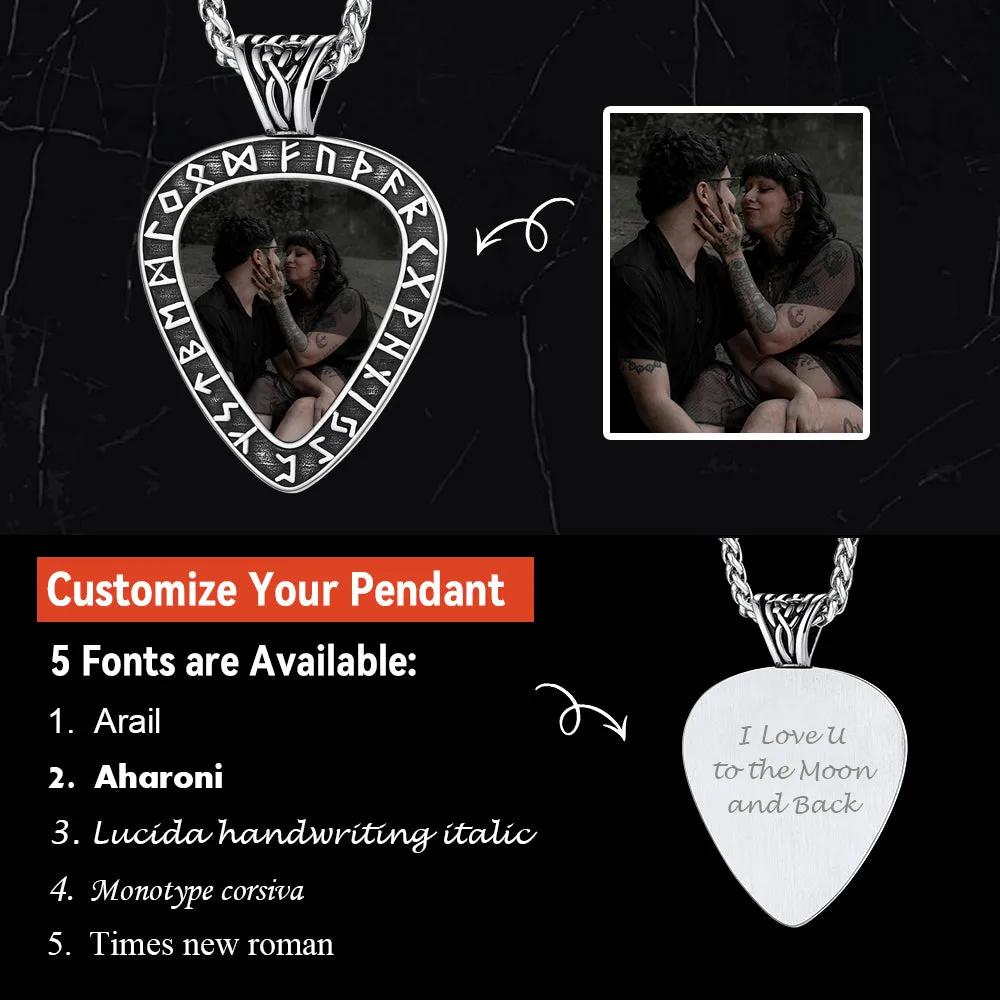 Customized Heart Photo Necklace with Viking Runes sold by FaithHeart product image thumbnail 4