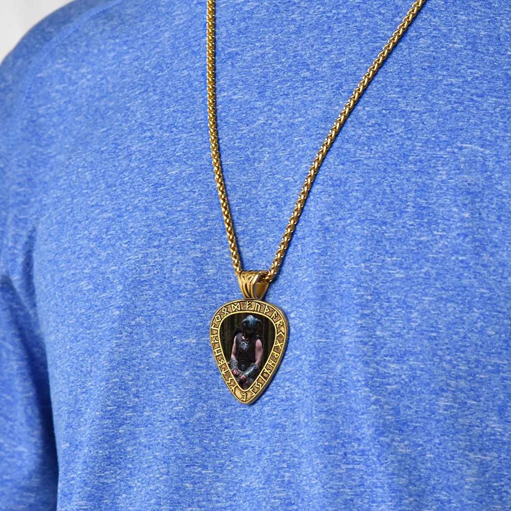 Customized Heart Photo Necklace with Viking Runes sold by FaithHeart product image thumbnail 2