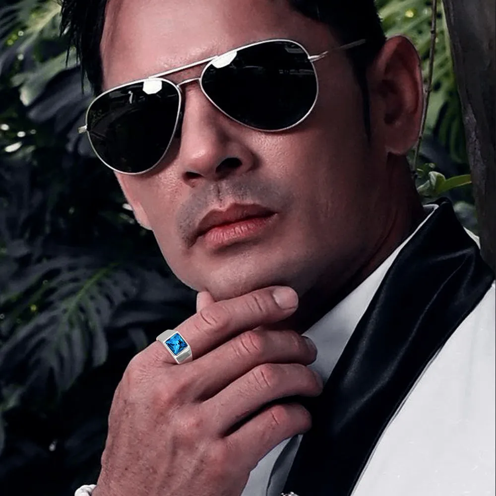 Minimalist Birthstone Gemstone Band Ring for Men sold by FaithHeart product image thumbnail 4