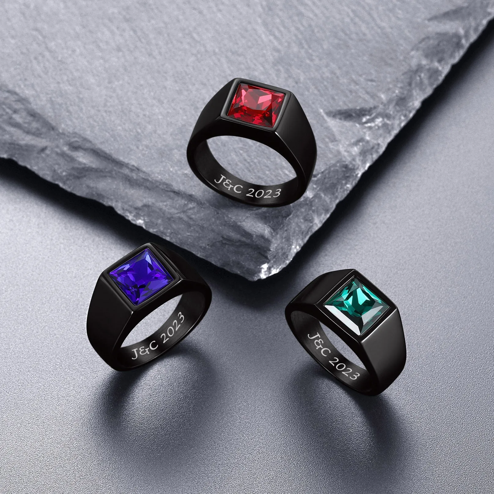 Minimalist Birthstone Gemstone Band Ring for Men sold by FaithHeart product image thumbnail 5