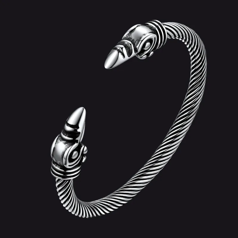 FaithHeart Viking Raven Cuff Bracelet Bangle for Men sold by FaithHeart