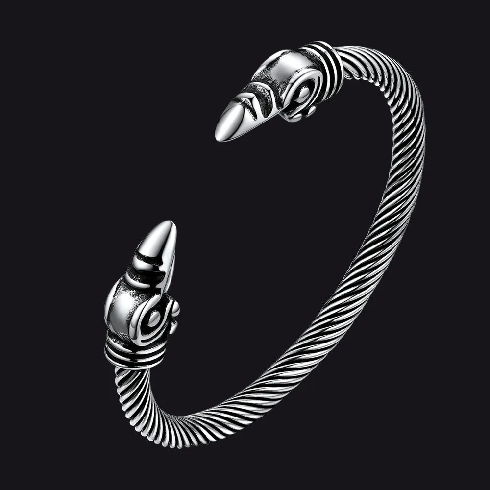 FaithHeart Viking Raven Cuff Bracelet Bangle for Men sold by FaithHeart