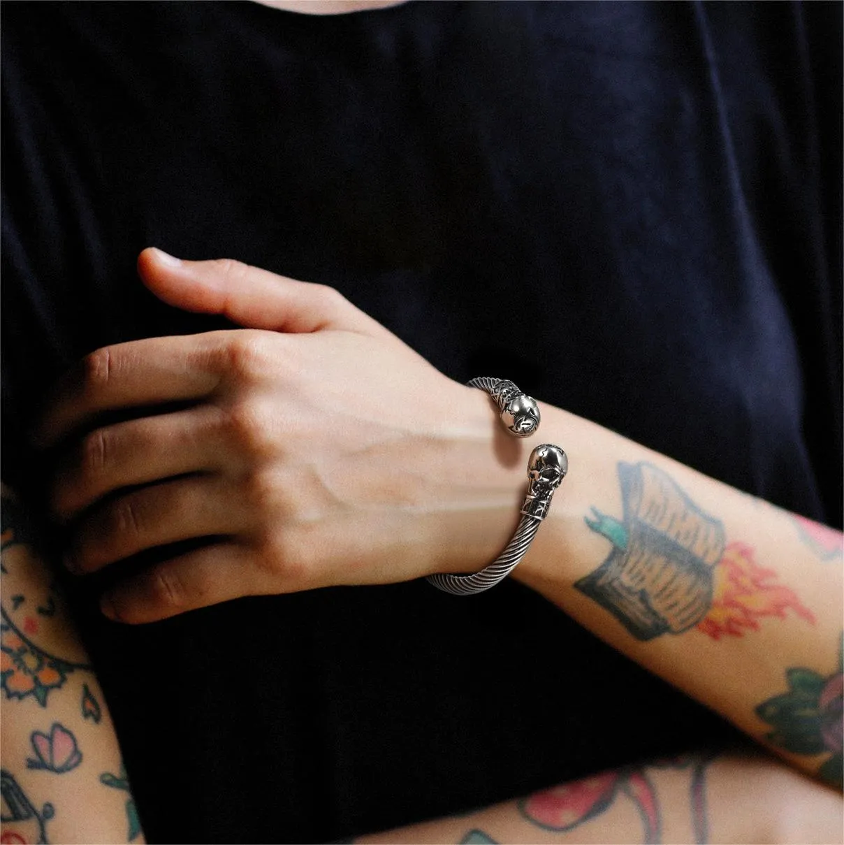 Skull Cuff Bracelet Adjustable Bangle for Men sold by FaithHeart product image thumbnail 2