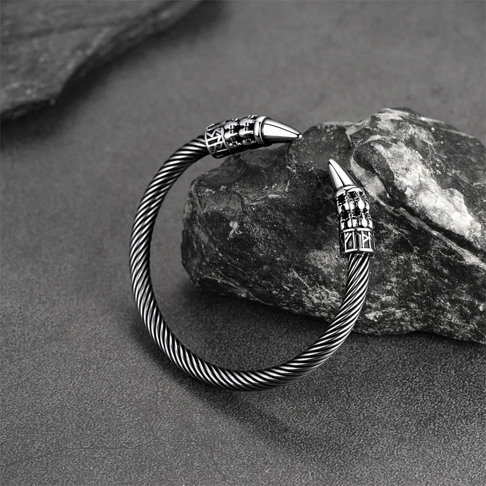 Viking Runes Skull Arm Ring Dangle Bracelet for Men sold by FaithHeart product image thumbnail 4