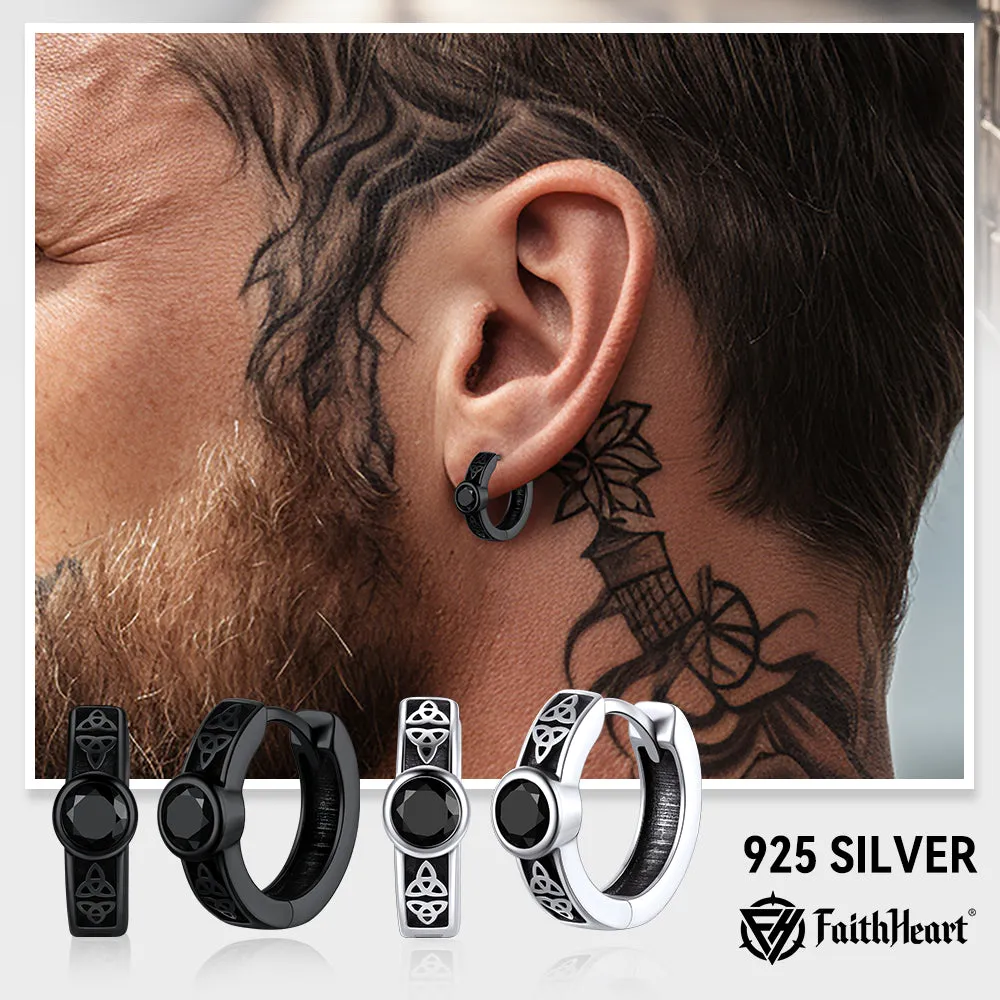 Black Onyx Celtic Knot Huggie Hoop Earrings for Men sold by FaithHeart product image thumbnail 3