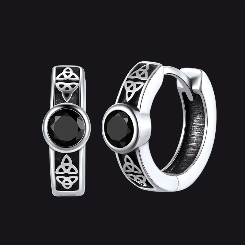 Black Onyx Celtic Knot Huggie Hoop Earrings for Men sold by FaithHeart