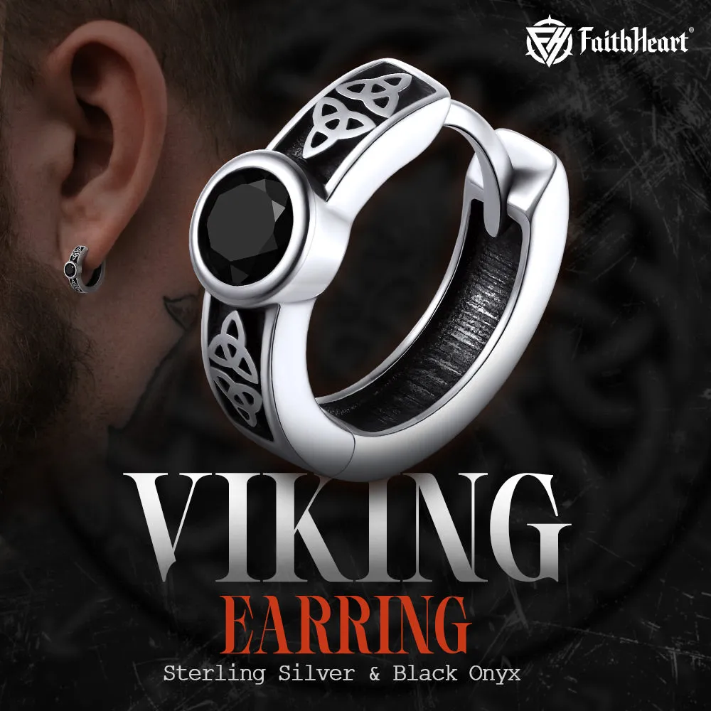 Black Onyx Celtic Knot Huggie Hoop Earrings for Men sold by FaithHeart product image thumbnail 4