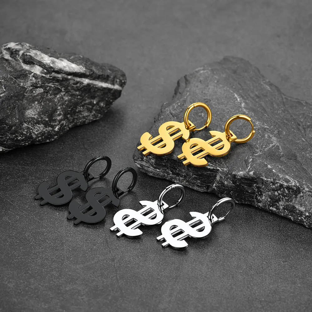 Flash Sale Dollar Sign Dangle Hoop Earrings for Men sold by FaithHeart product image thumbnail 2