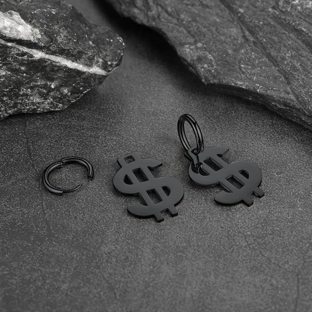 Flash Sale Dollar Sign Dangle Hoop Earrings for Men sold by FaithHeart product image thumbnail 4