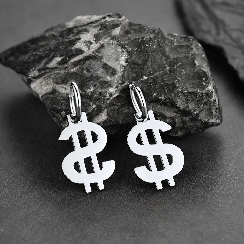 Flash Sale Dollar Sign Dangle Hoop Earrings for Men sold by FaithHeart product image thumbnail 3