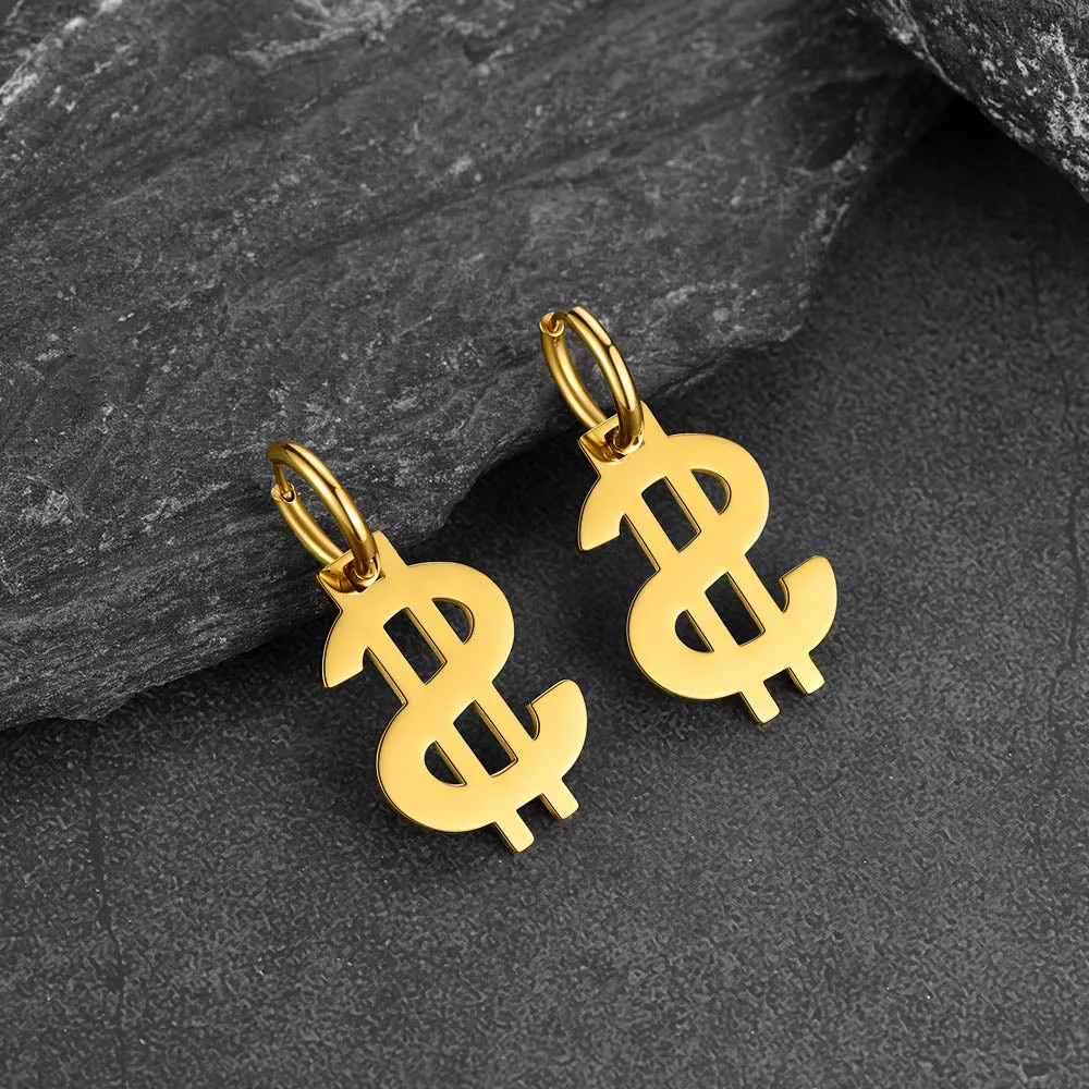 Flash Sale Dollar Sign Dangle Hoop Earrings for Men sold by FaithHeart product image thumbnail 5