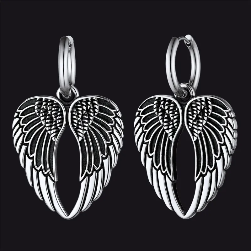 Flash Sale Punk Angel Wing Hoop Dangle Earrings for Women Men sold by FaithHeart