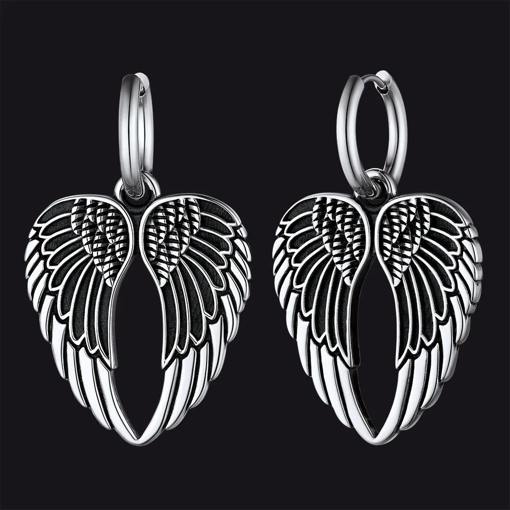 Flash Sale Punk Angel Wing Hoop Dangle Earrings for Women Men sold by FaithHeart