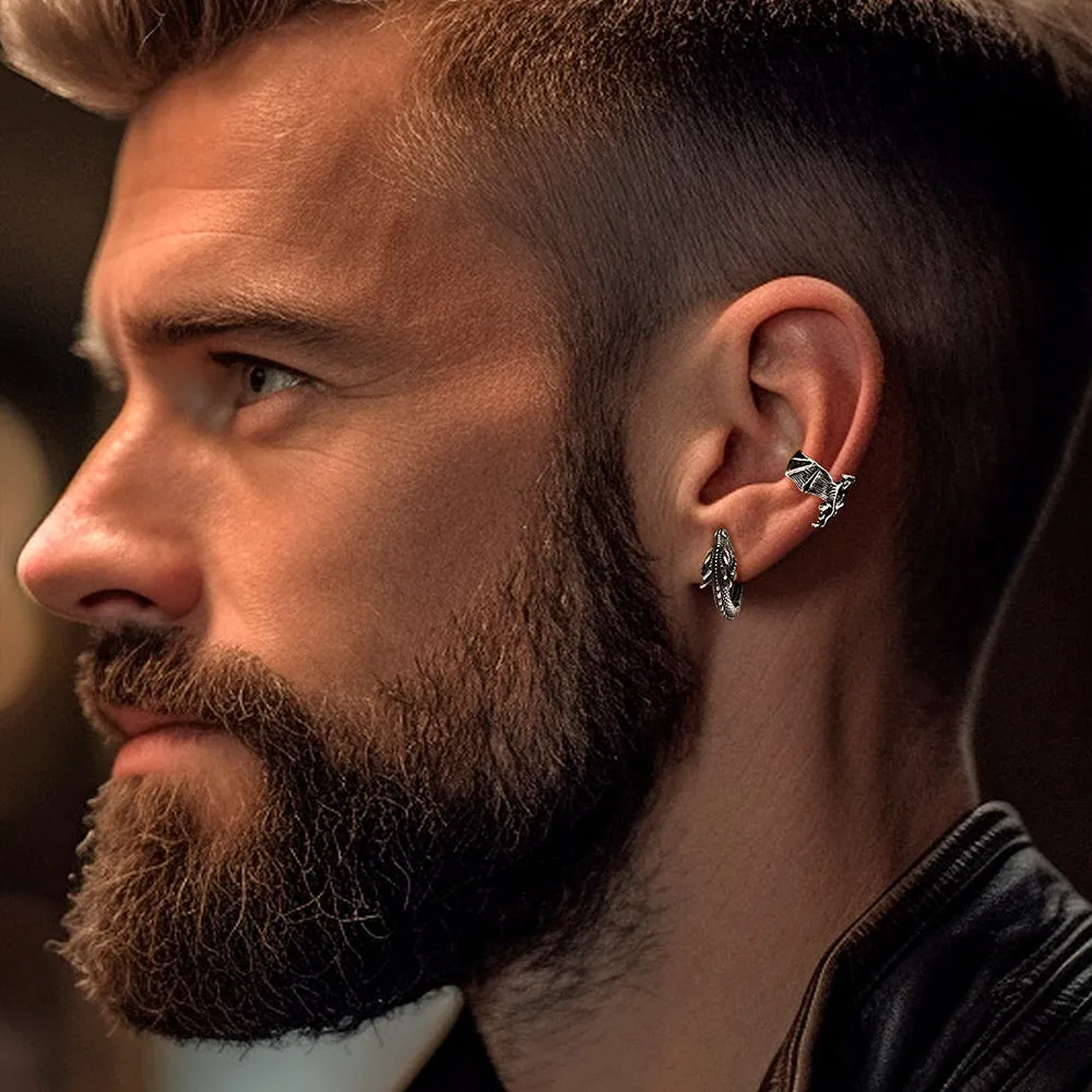 Punk Small Dragon Hoop Earrings for Men Women sold by FaithHeart product image thumbnail 3