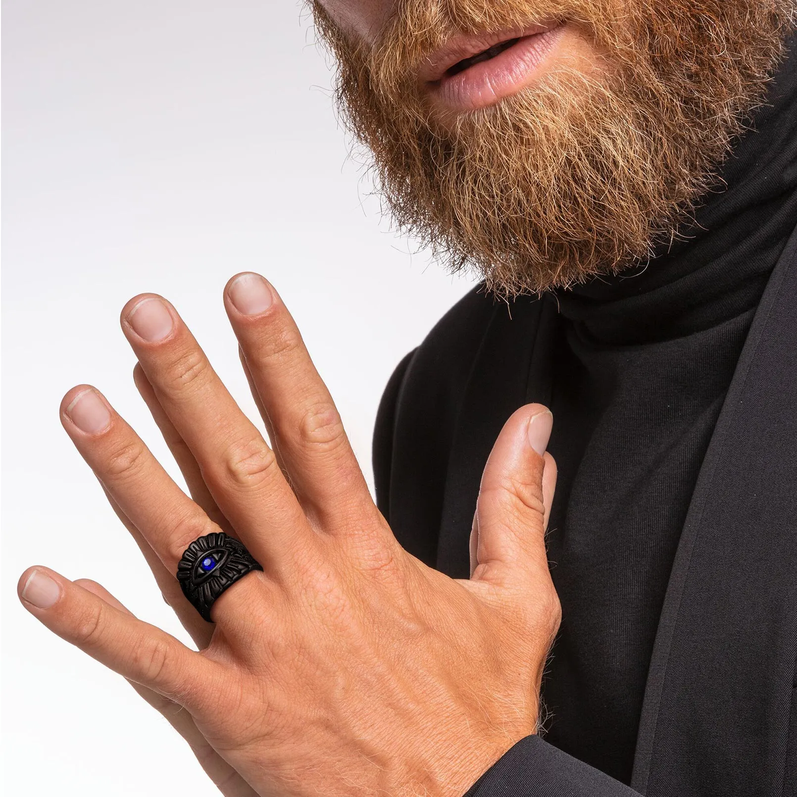 Blue Sapphire All Seeing Eye Stainless Steel Ring sold by FaithHeart product image thumbnail 2