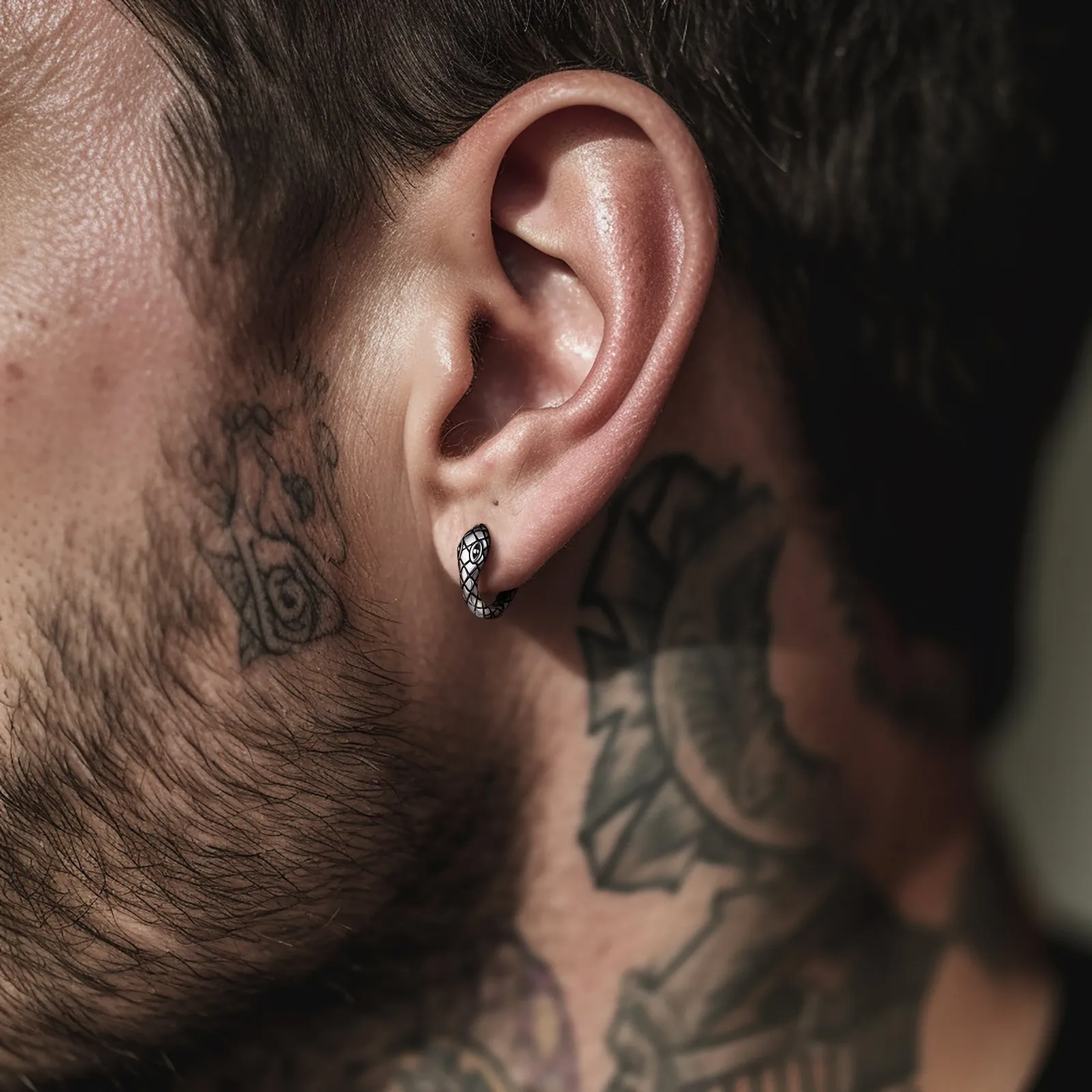 Gothic Snake Huggie Hoop Earrings for Men Women sold by FaithHeart product image thumbnail 2