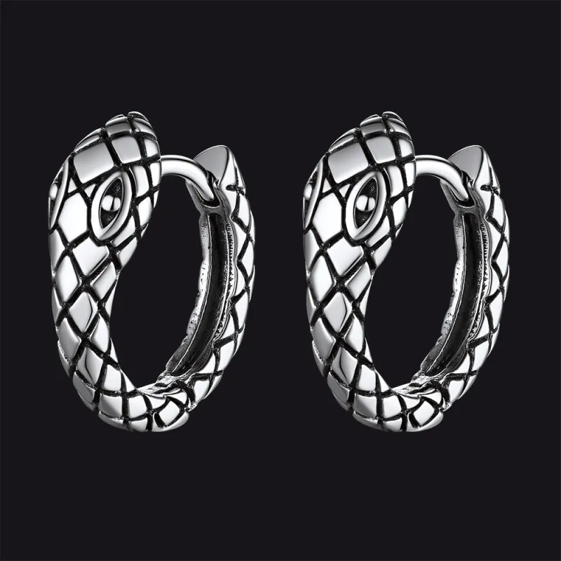 Gothic Snake Huggie Hoop Earrings for Men Women sold by FaithHeart
