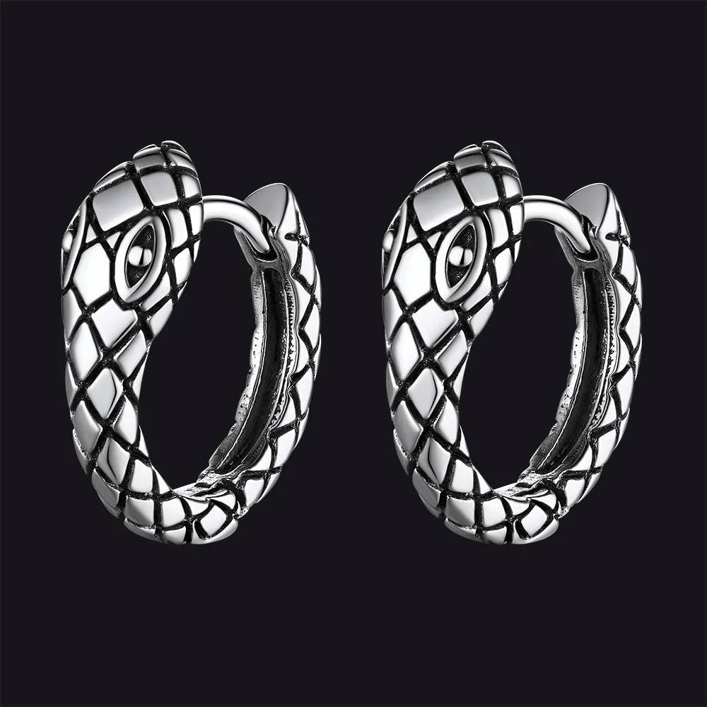 Gothic Snake Huggie Hoop Earrings for Men Women sold by FaithHeart