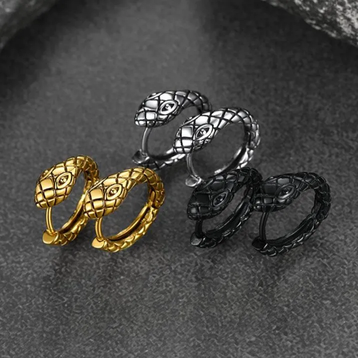 Gothic Snake Huggie Hoop Earrings for Men Women sold by FaithHeart product image thumbnail 5