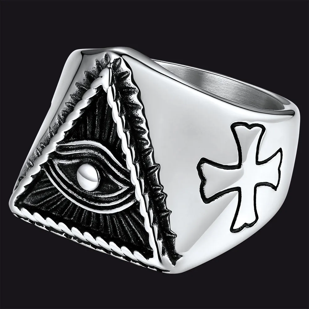 All Seeing Eye Ring Eye of Providence Ring for Men sold by FaithHeart