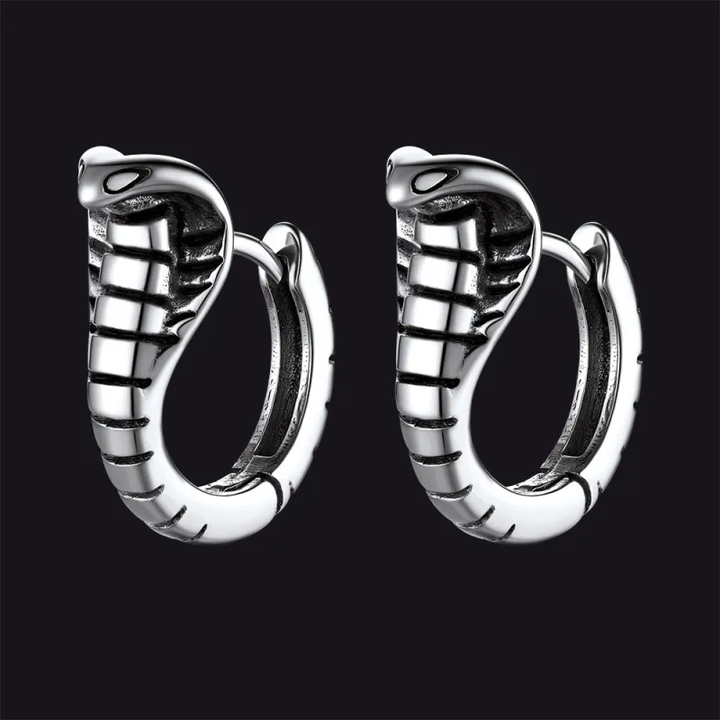 Gothic Punk Snake Hoop Earrings for Men Women sold by FaithHeart