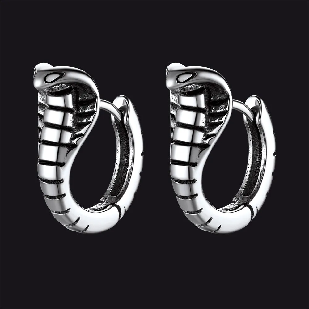 Gothic Punk Snake Hoop Earrings for Men Women sold by FaithHeart