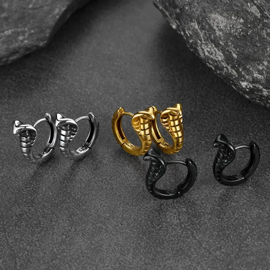 Gothic Punk Snake Hoop Earrings for Men Women sold by FaithHeart product image thumbnail 3