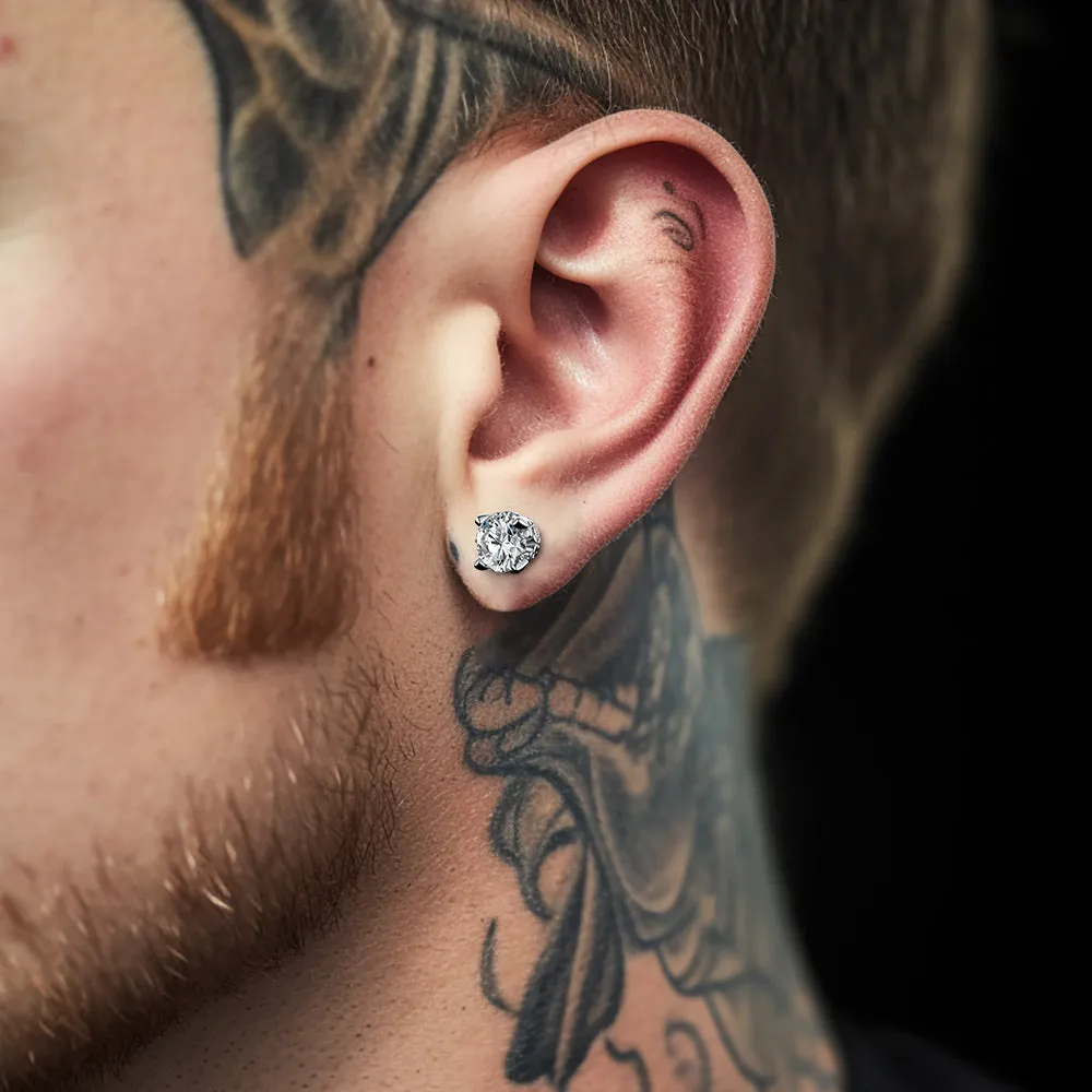 1Ct Moissanite Round Cut Diamond Stud Earrings for Men in 925 Sterling Silver sold by FaithHeart product image thumbnail 4
