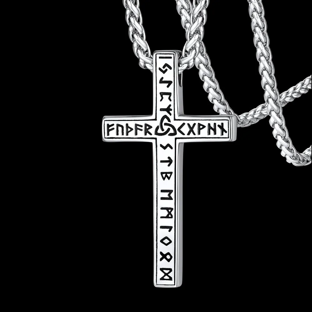Viking Rune Cross Pendant Necklace for Men sold by FaithHeart