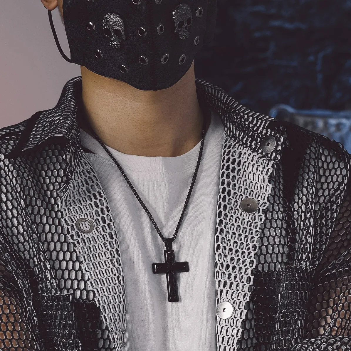 Christian Black Enamel Cross Pendant Necklace for Men Women sold by FaithHeart product image thumbnail 3