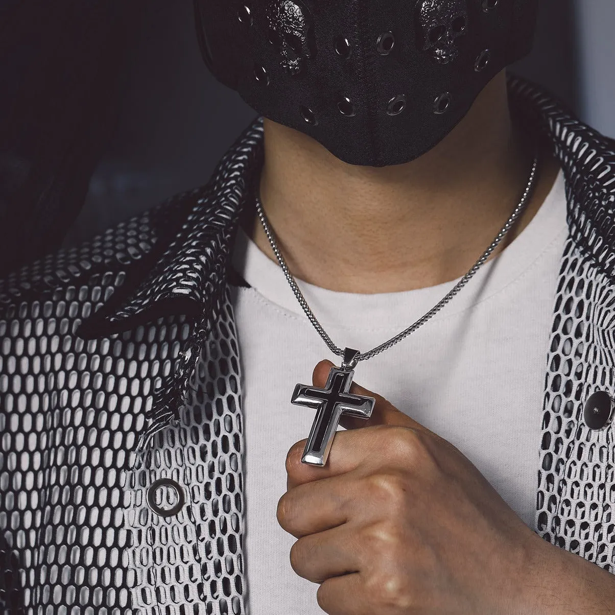 Christian Black Enamel Cross Pendant Necklace for Men Women sold by FaithHeart product image thumbnail 2