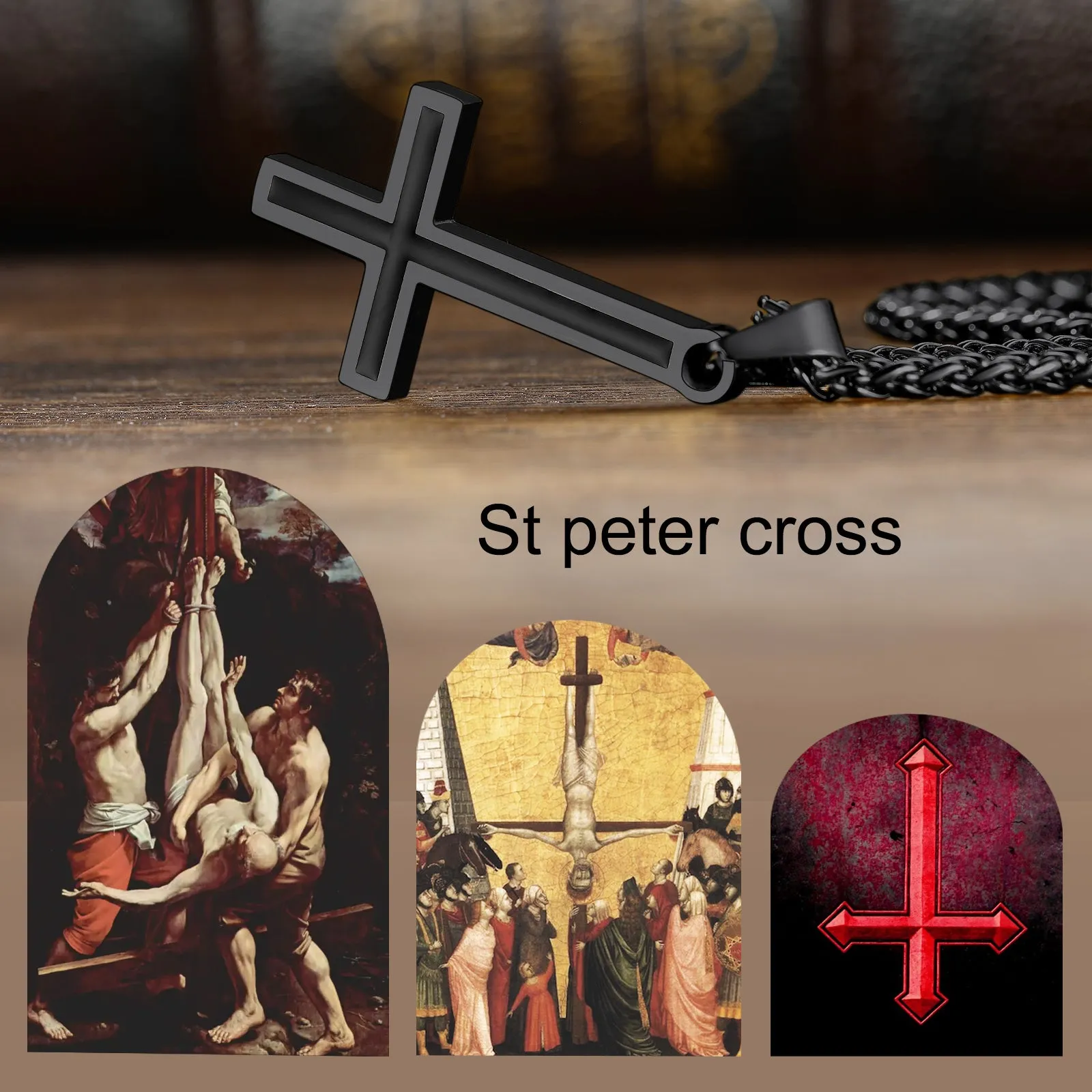 Enamel Upside Down Cross Necklace for Men sold by FaithHeart product image thumbnail 4