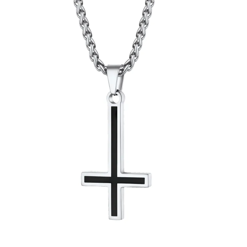 Enamel Upside Down Cross Necklace for Men sold by FaithHeart