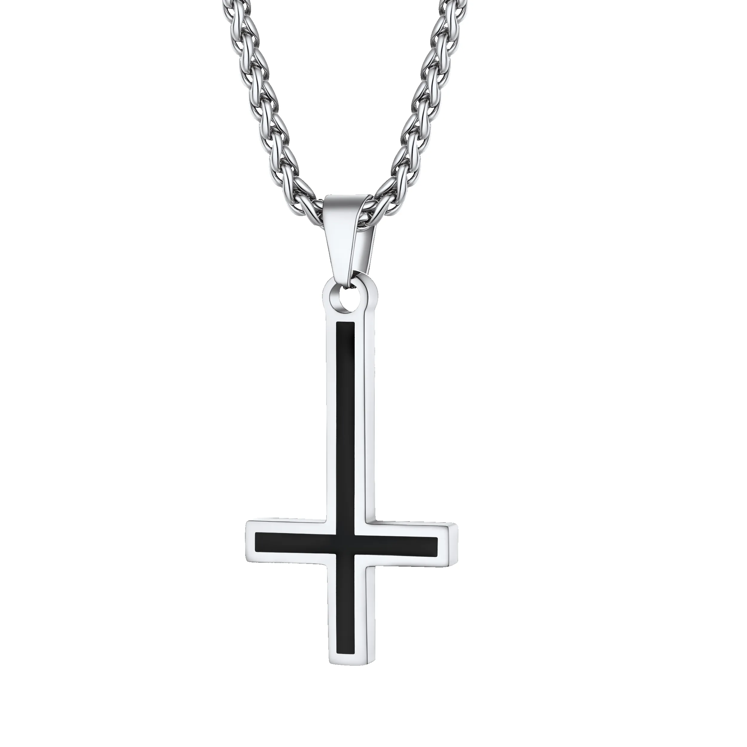 Enamel Upside Down Cross Necklace for Men sold by FaithHeart
