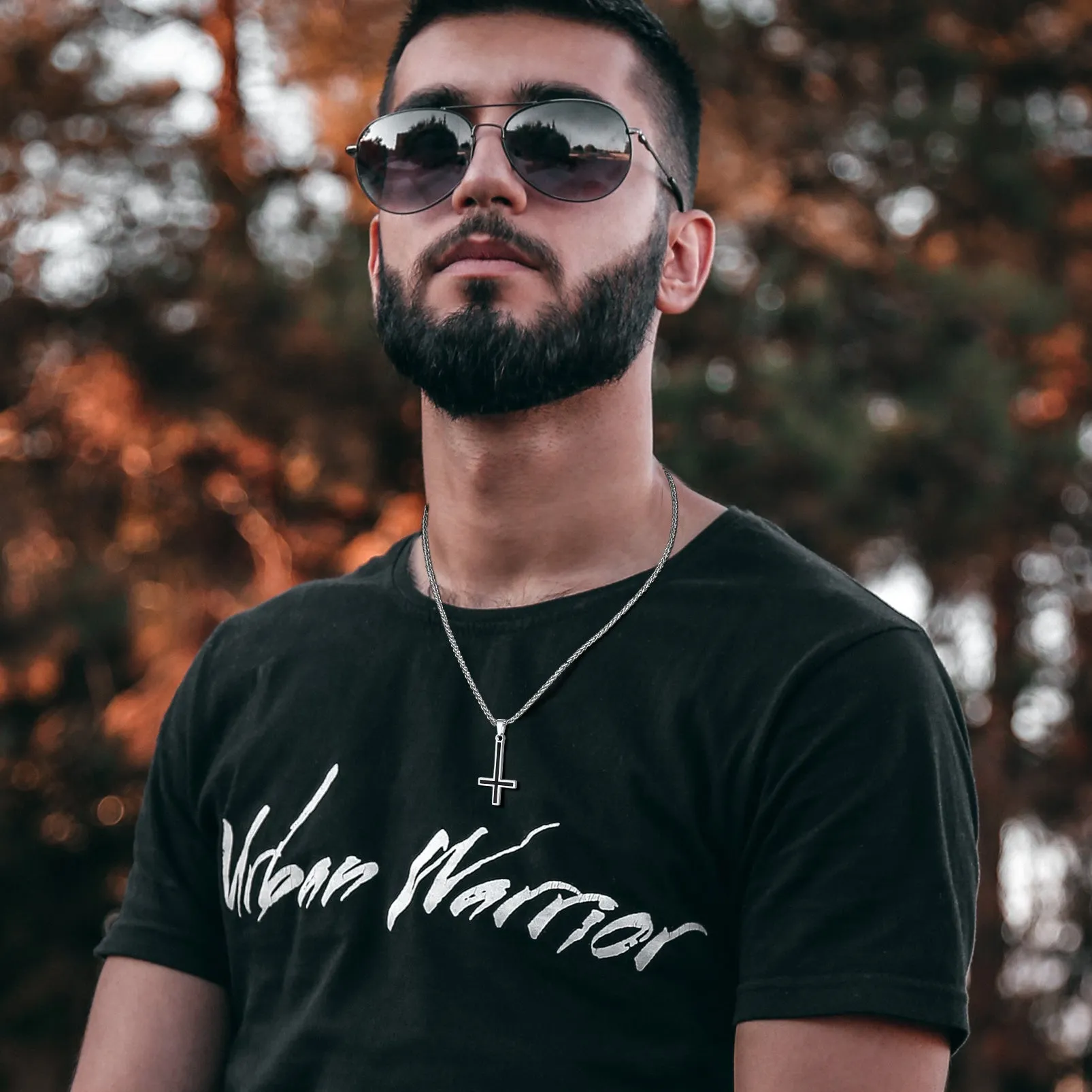 Enamel Upside Down Cross Necklace for Men sold by FaithHeart product image thumbnail 2