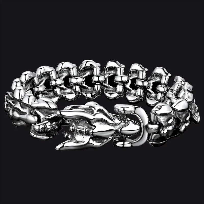 Viking Dragon Head Bracelet Stainless Punk Bracelet sold by FaithHeart