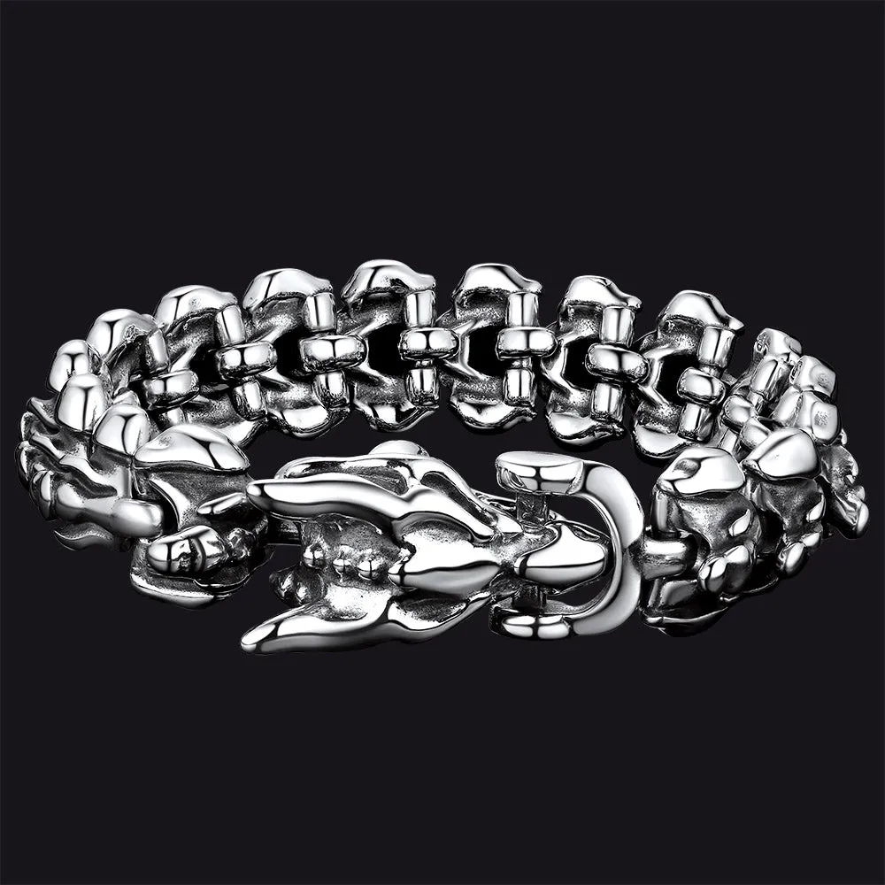 Viking Dragon Head Bracelet Stainless Punk Bracelet sold by FaithHeart