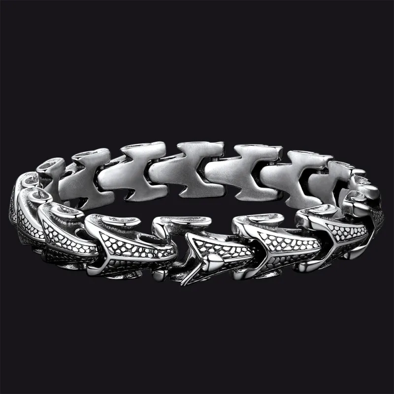 Chunky Dragon Chain Bracelet for Men in Stainless Steel sold by FaithHeart