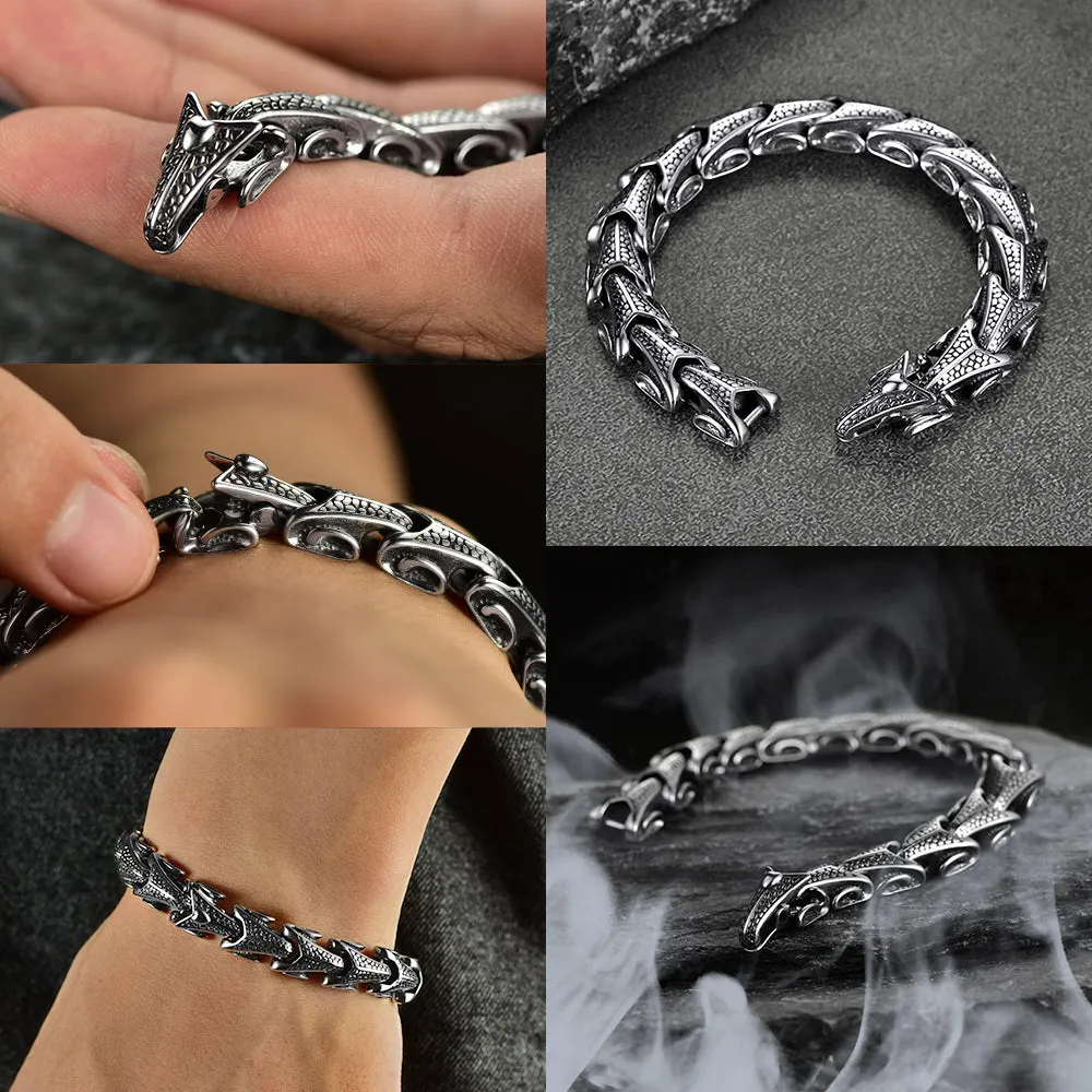 Chunky Dragon Chain Bracelet for Men in Stainless Steel sold by FaithHeart product image thumbnail 3
